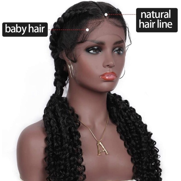 BLACK 28” Braided Dutch Twin lace front Wig *NEW*